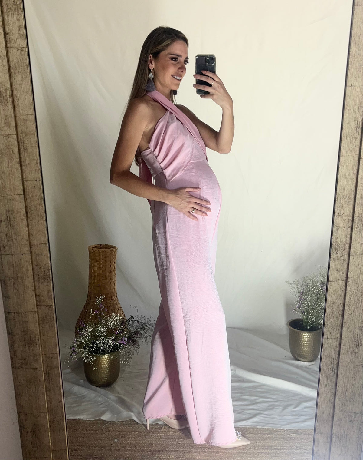Maternity jumpsuit, White flowered