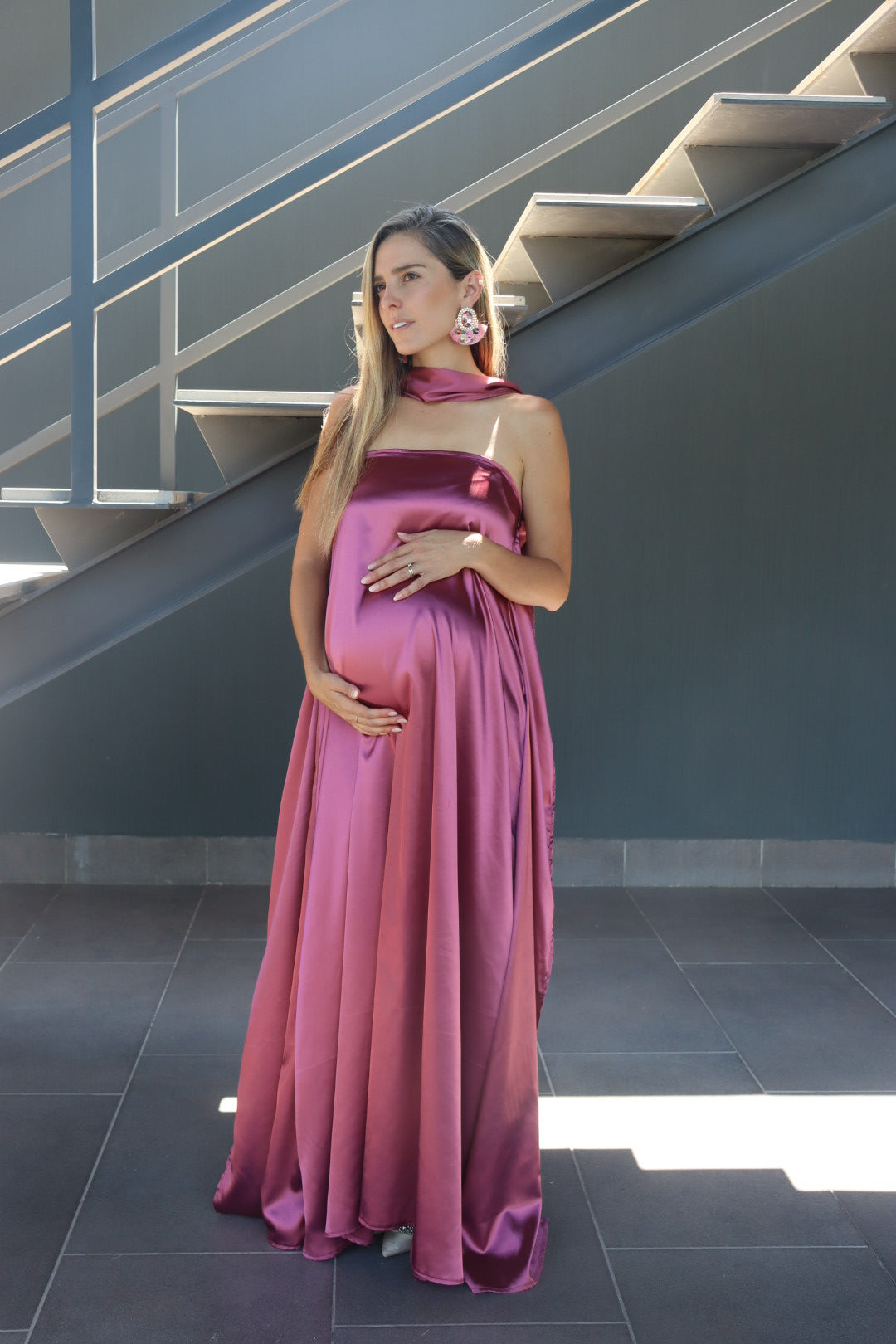 Vestido de Maternidad, Adela rosa quemado satin