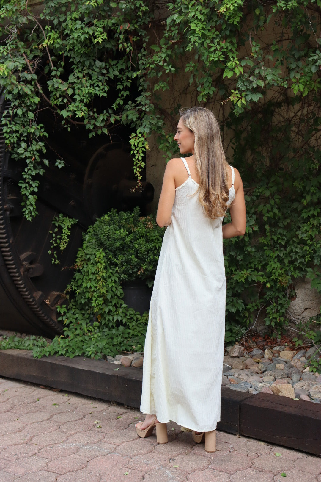 Vestido de maternidad, tirantes danusha Ivory textura
