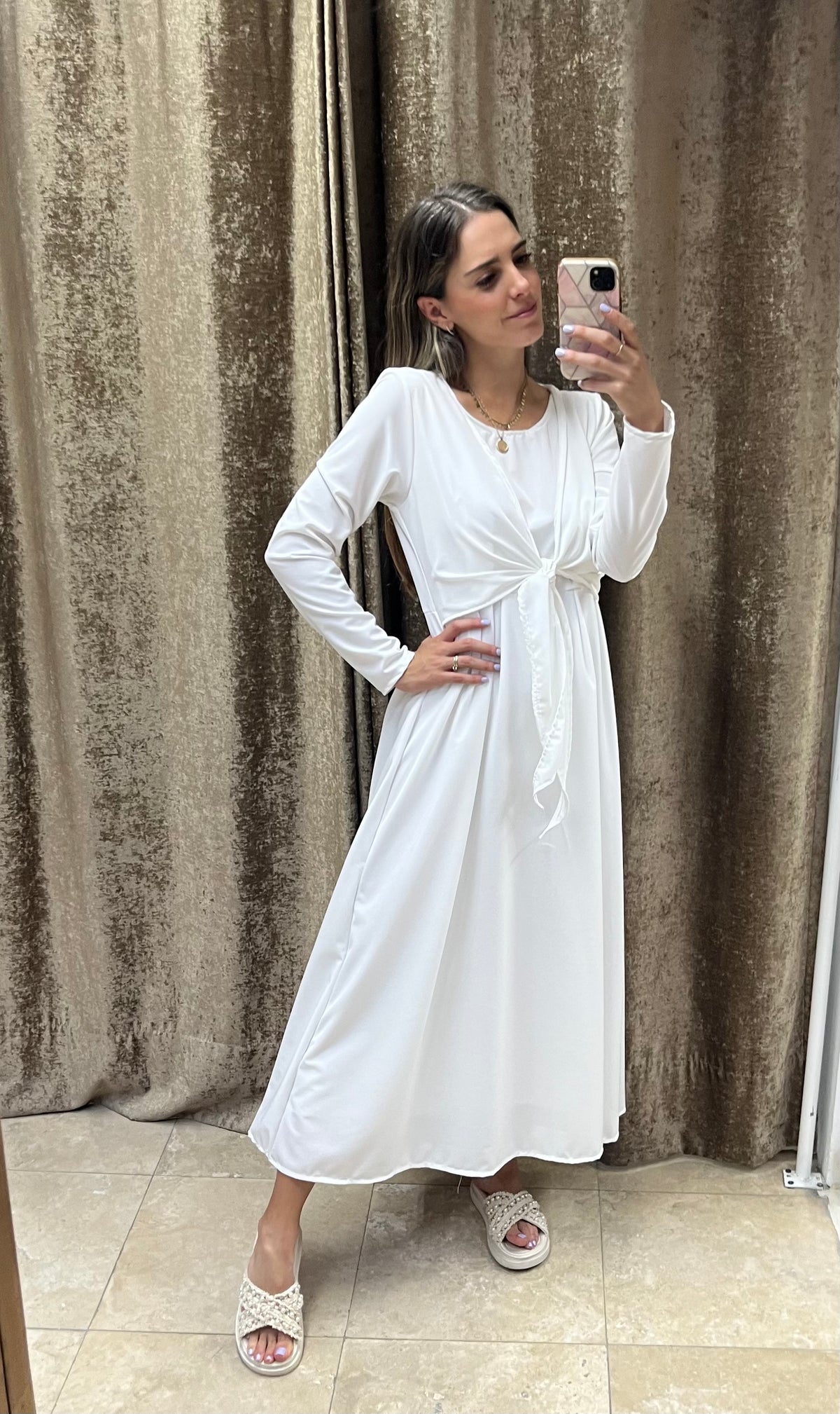 Vestido de maternidad y lactancia romina blanco largo