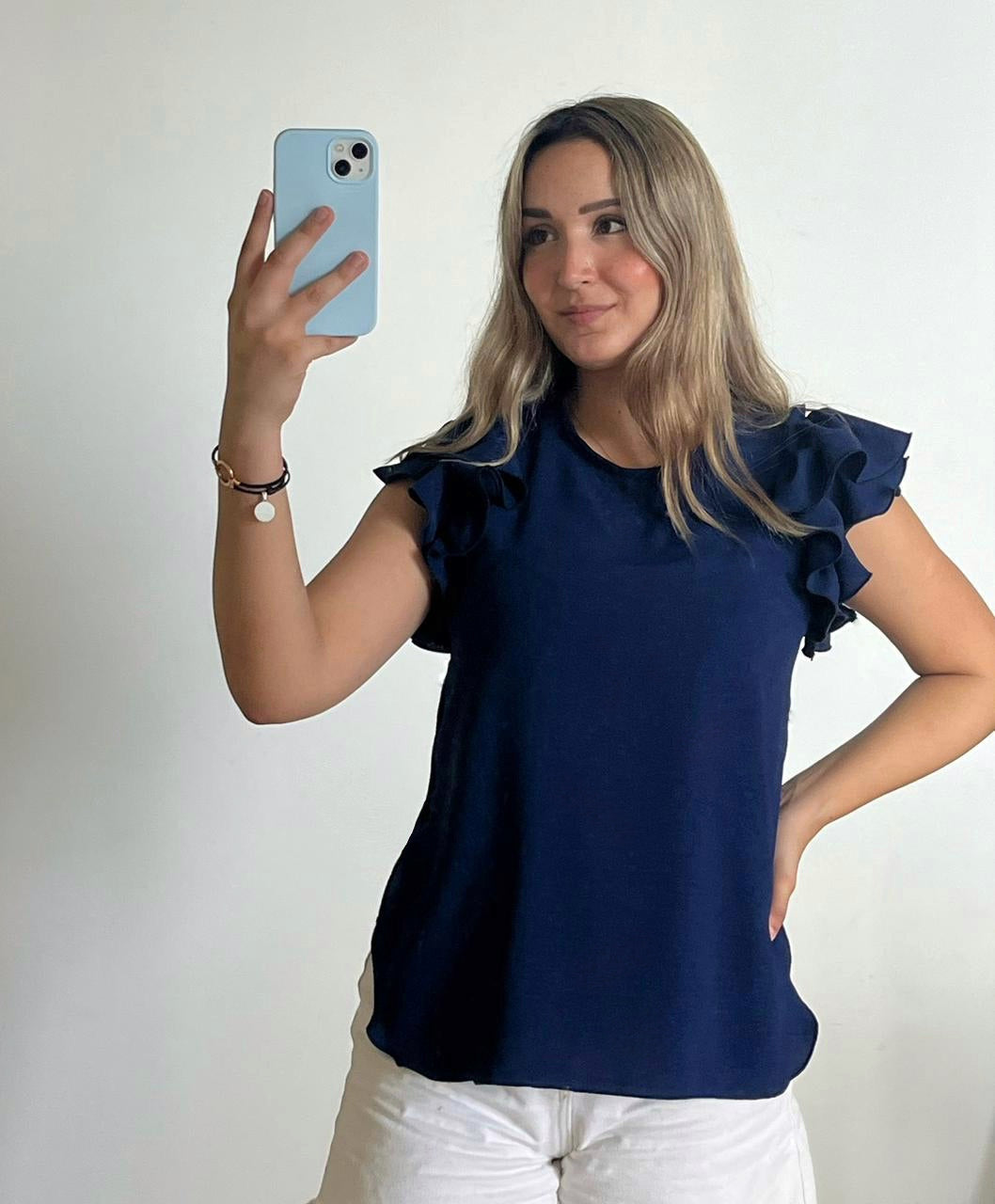 Nursing blouse, ruth blue