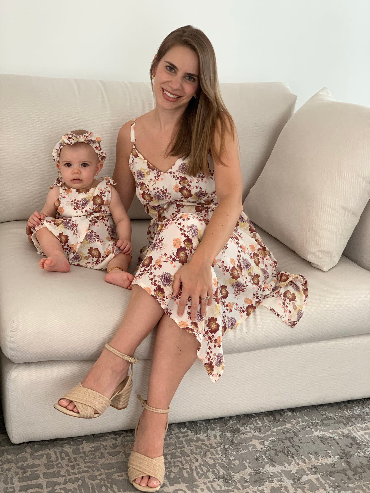 Matching white flowers with Julia dress