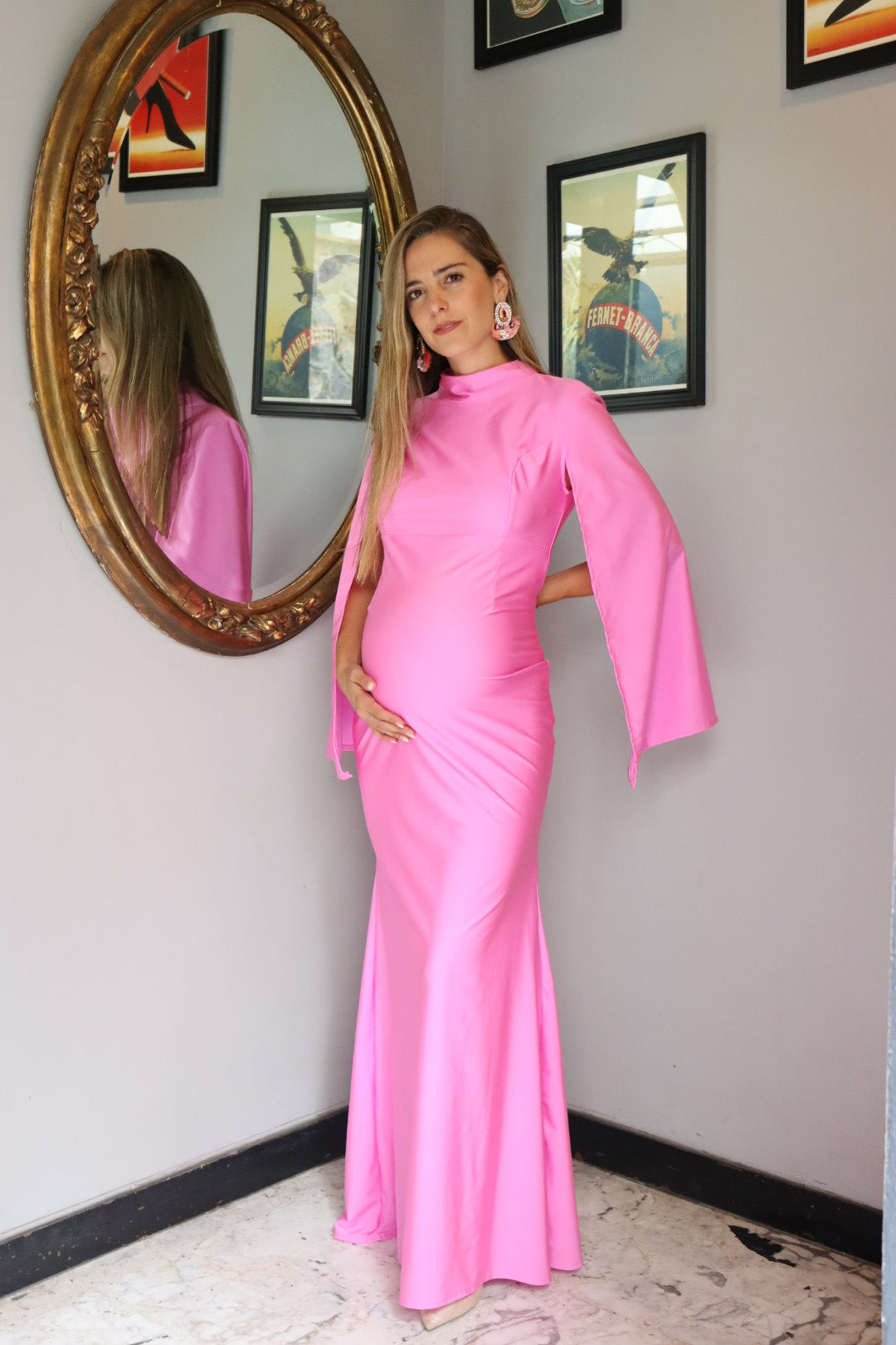 Vestido de maternidad Carola, rosa intenso licra