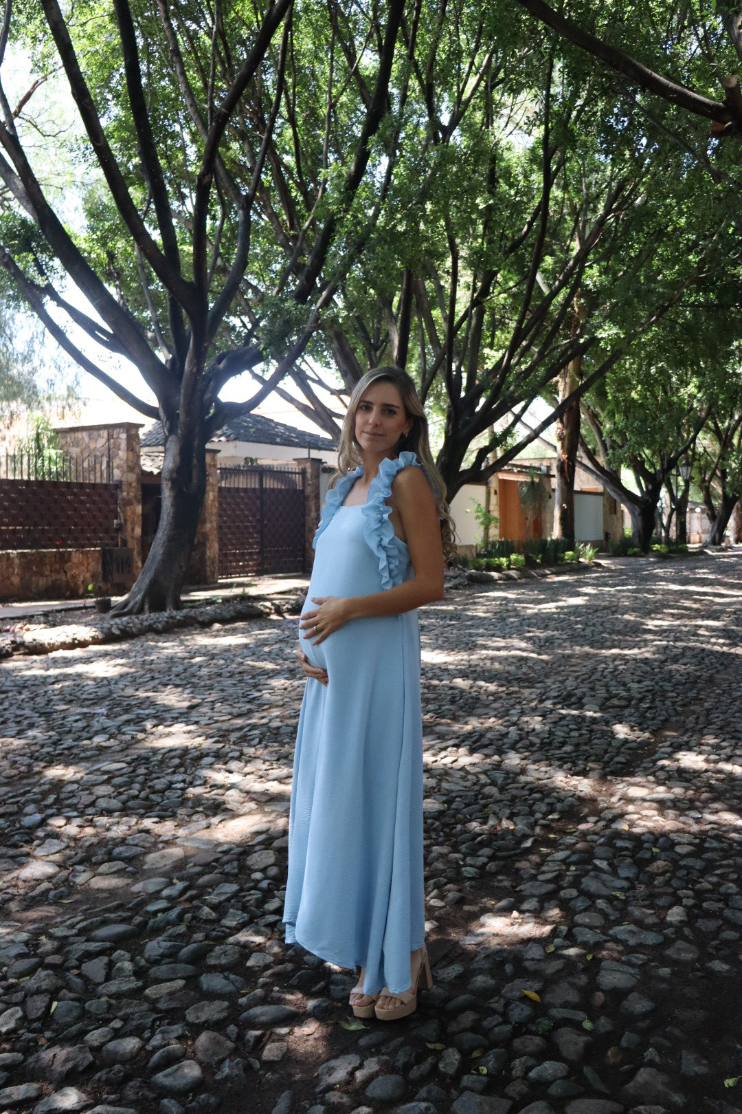 Vestido de maternidad, Rossenda azul jaspe