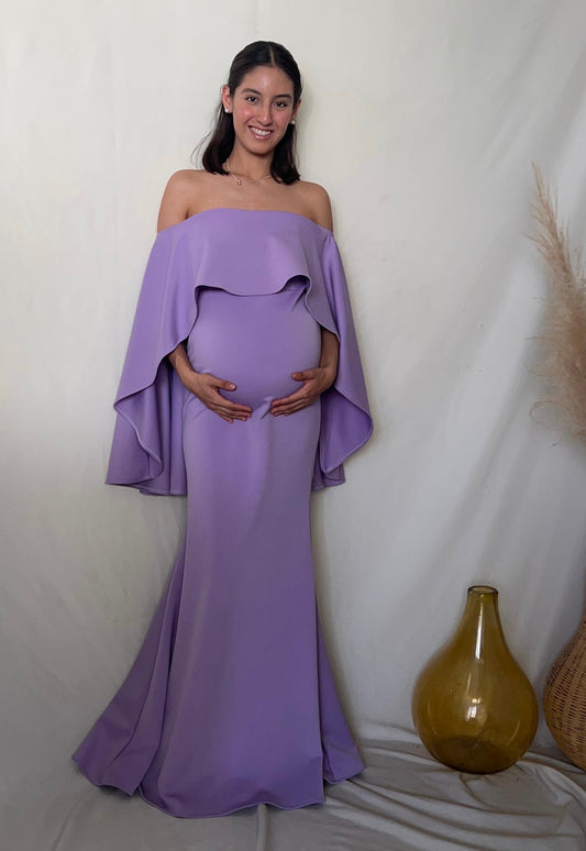 Vestido de maternidad Amparo, lila neopreno