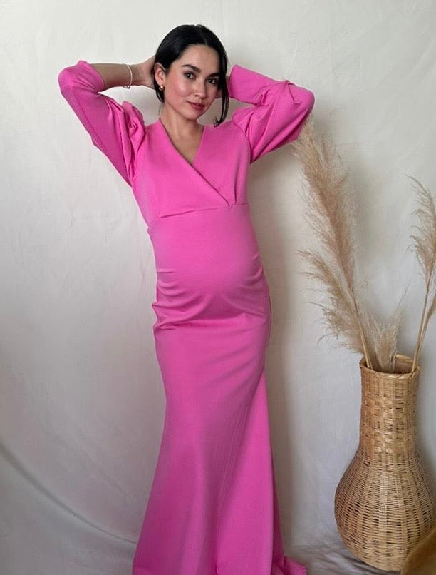 Vestido maternidad Yuridia largo rosa Pink wave