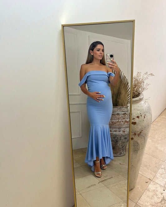 Vestido de maternidad Renata, azul cielo Ponti Roma