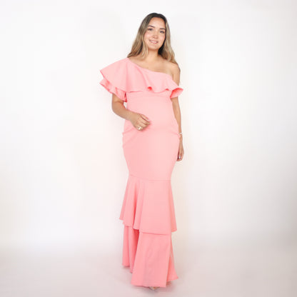 Vestido Regina rosa salmón de maternidad