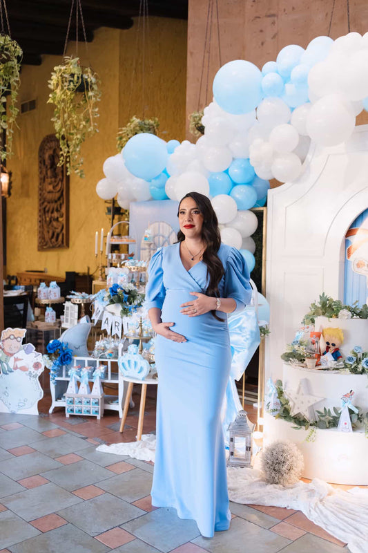 Vestido de maternidad Yuridia, azul cielo Ponti Roma