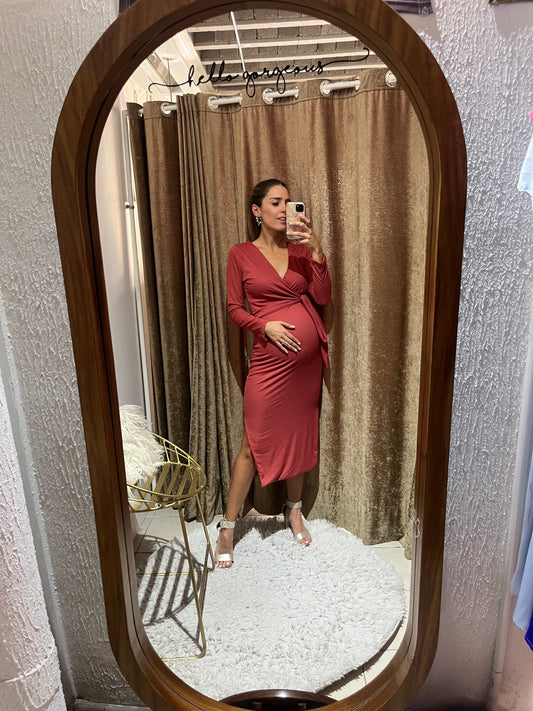 Vestido de maternidad y lactancia, Aitana Rosa quemado rayitas