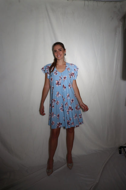Vestido de maternidad y lactancia, Bertha gris flores intensas G
