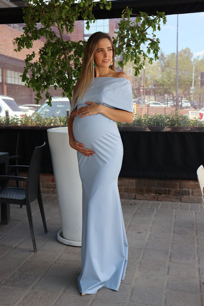 Vestido de maternidad Lluvia, azul gai largo