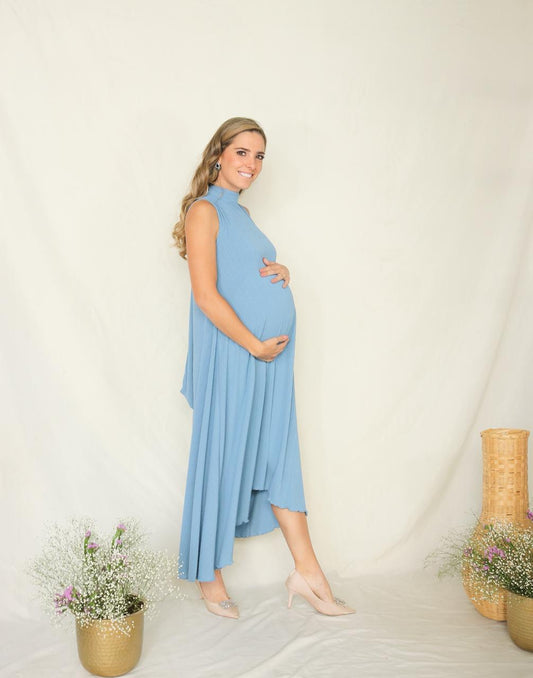 Vestido de maternidad Sonia, azul polvo M , G y XG