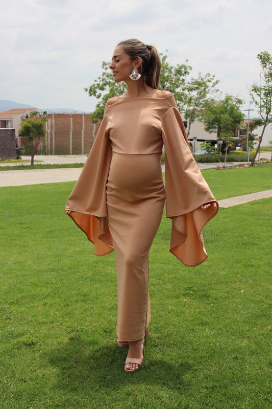 Vestido de maternidad Almendra, beige neopreno