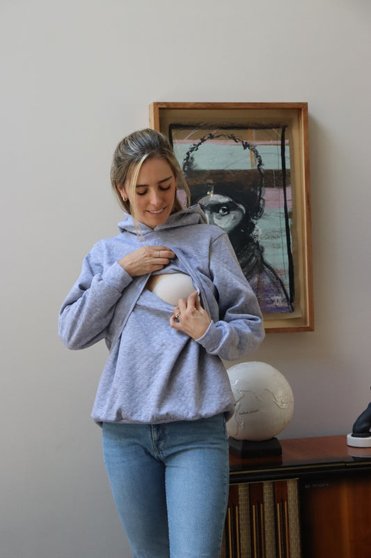 Sudadera de lactancia, Gloria rombos gris