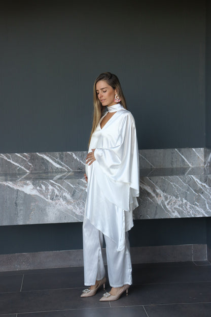Jumpsuit de maternidad, Valeria ivory satinado
