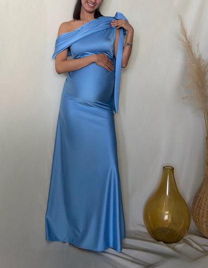 Vestido de maternidad Roberta, azul brilloso