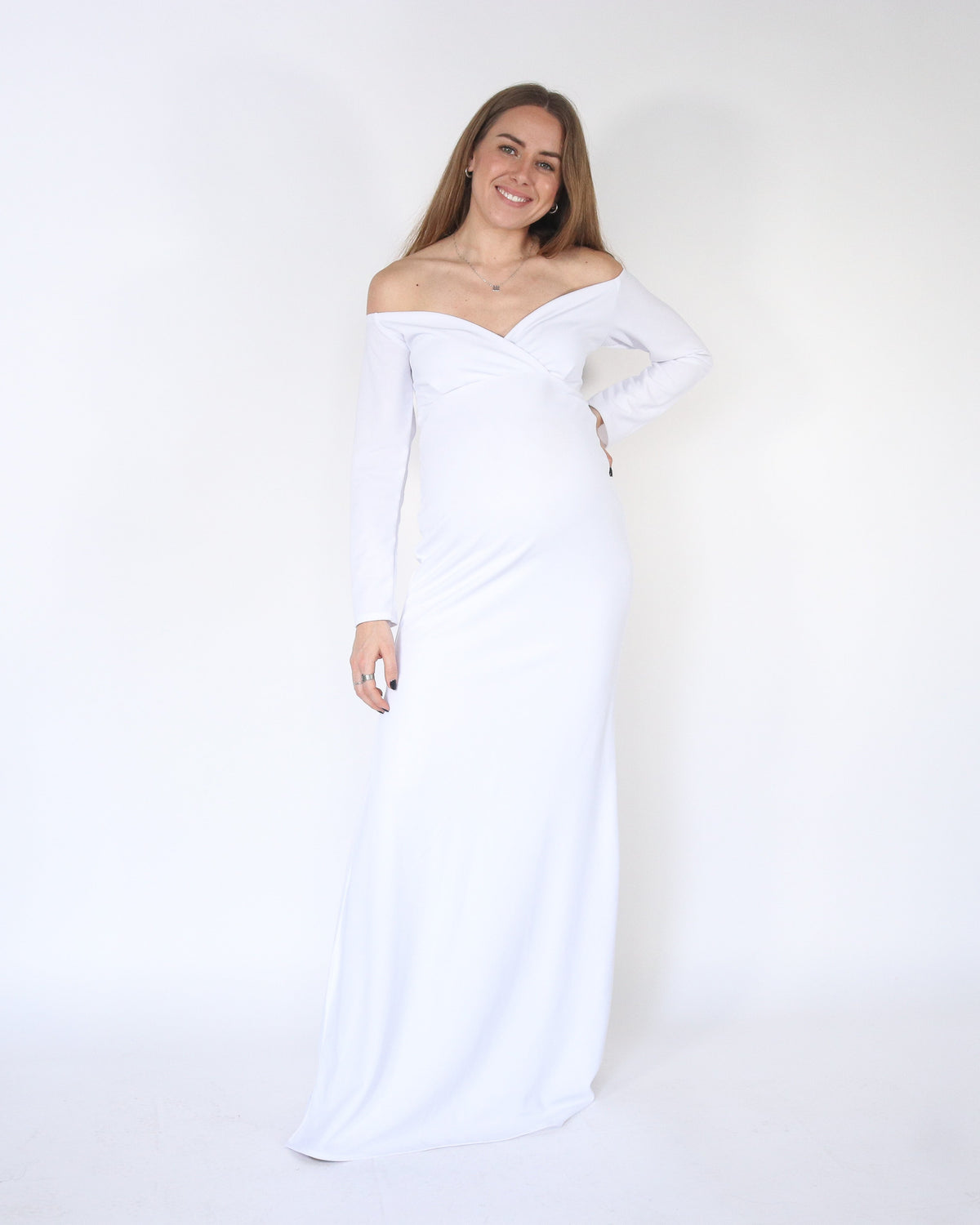 Vestido de maternidad sesión, Ritta blanco