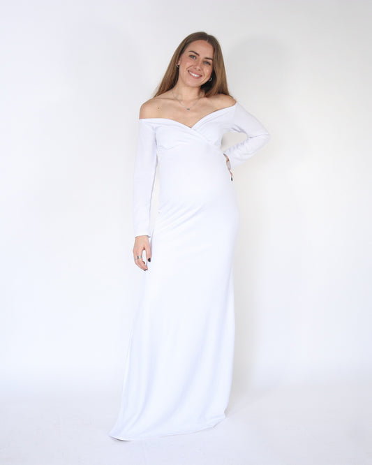 Vestido de maternidad sesión, Ritta blanco