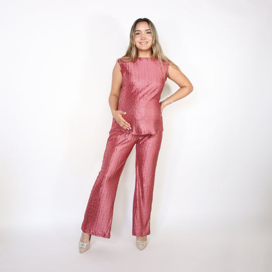 Conjunto de maternidad Mayte, rosa corrugado G