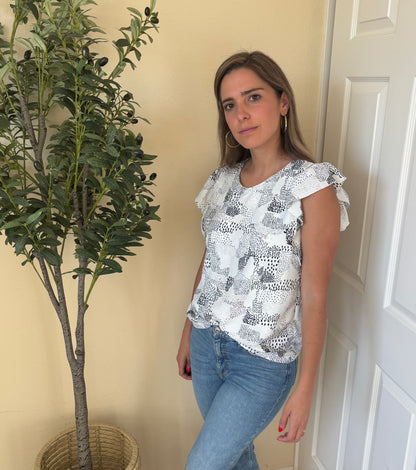 Blusa de lactancia andy blanco con puntos negros