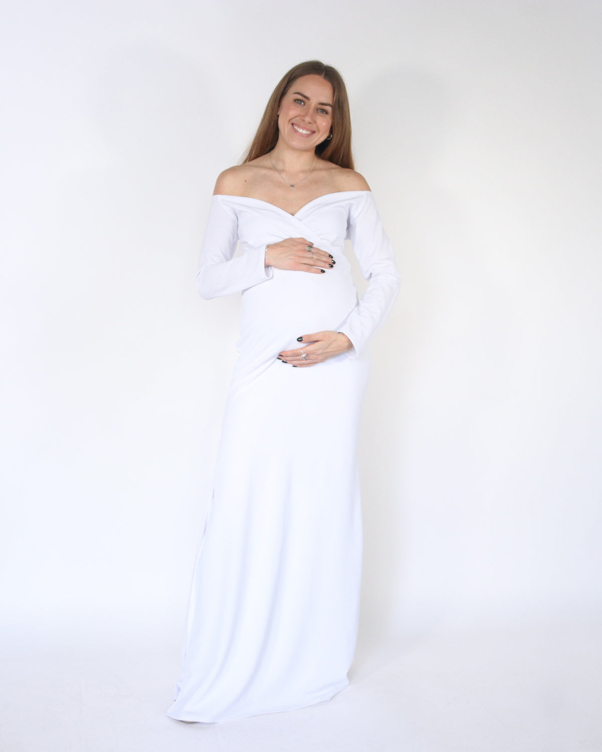 Vestido de maternidad sesión, Ritta blanco