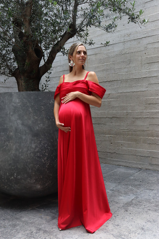 Vestido de maternidad, Bianca rojo licra destellante