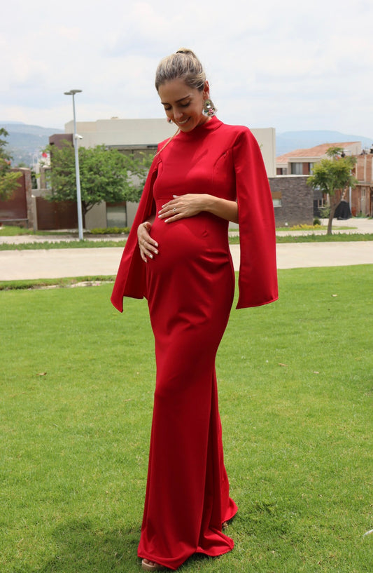 Vestido de maternidad Carola, rojo vivo vértigo