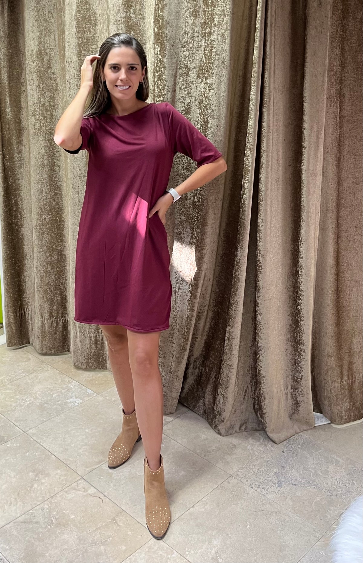 Vestido de maternidad y lactancia vino, Belinda CH