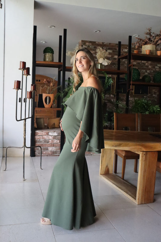 Vestido de maternidad Amparo, verde olivo Ponti Roma