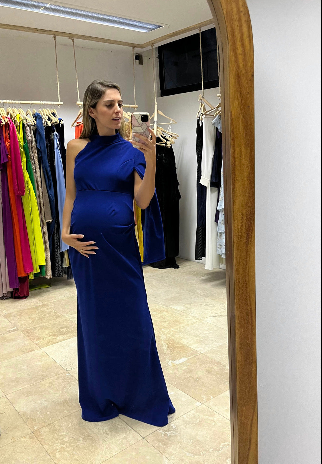Vestido de maternidad Carola, azul imperial Ponti Roma