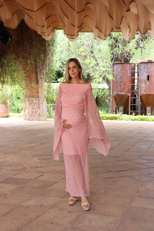 Vestido de maternidad Almendra, Rosa encaje