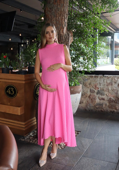 Vestido de maternidad Sonia, rosa kirbi textura
