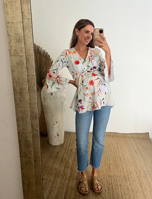 Blusa de maternidad, loretta flores pasteles