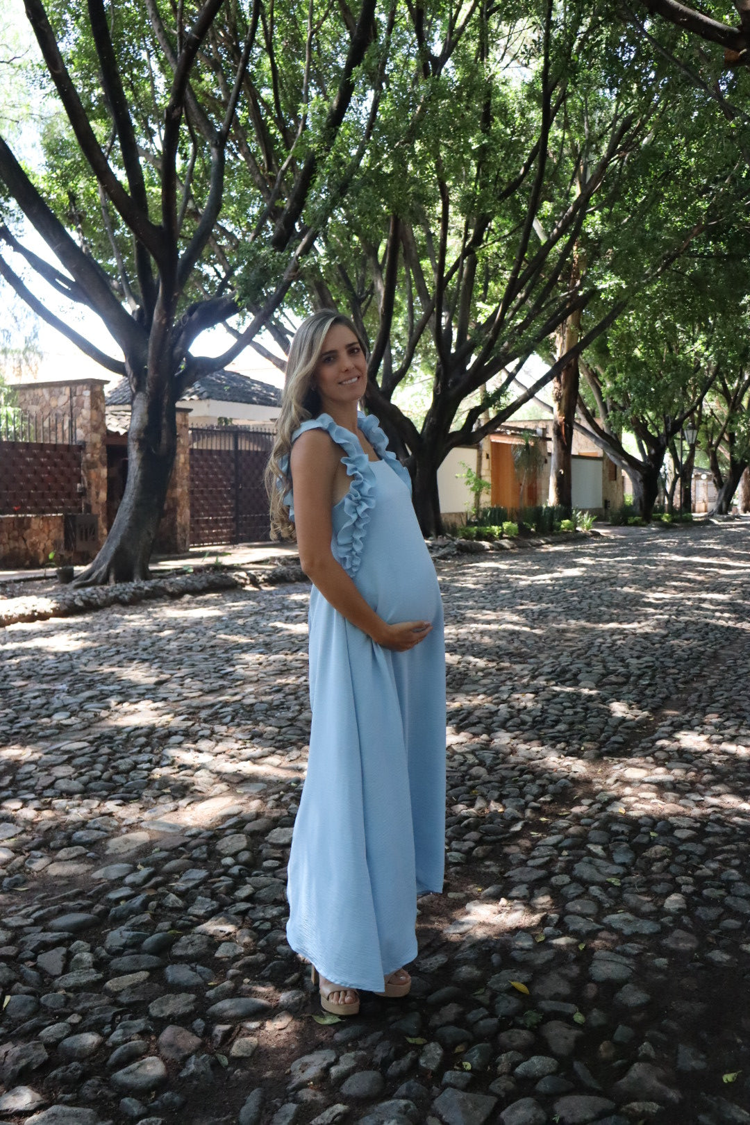 Vestido de maternidad, Rossenda azul jaspe
