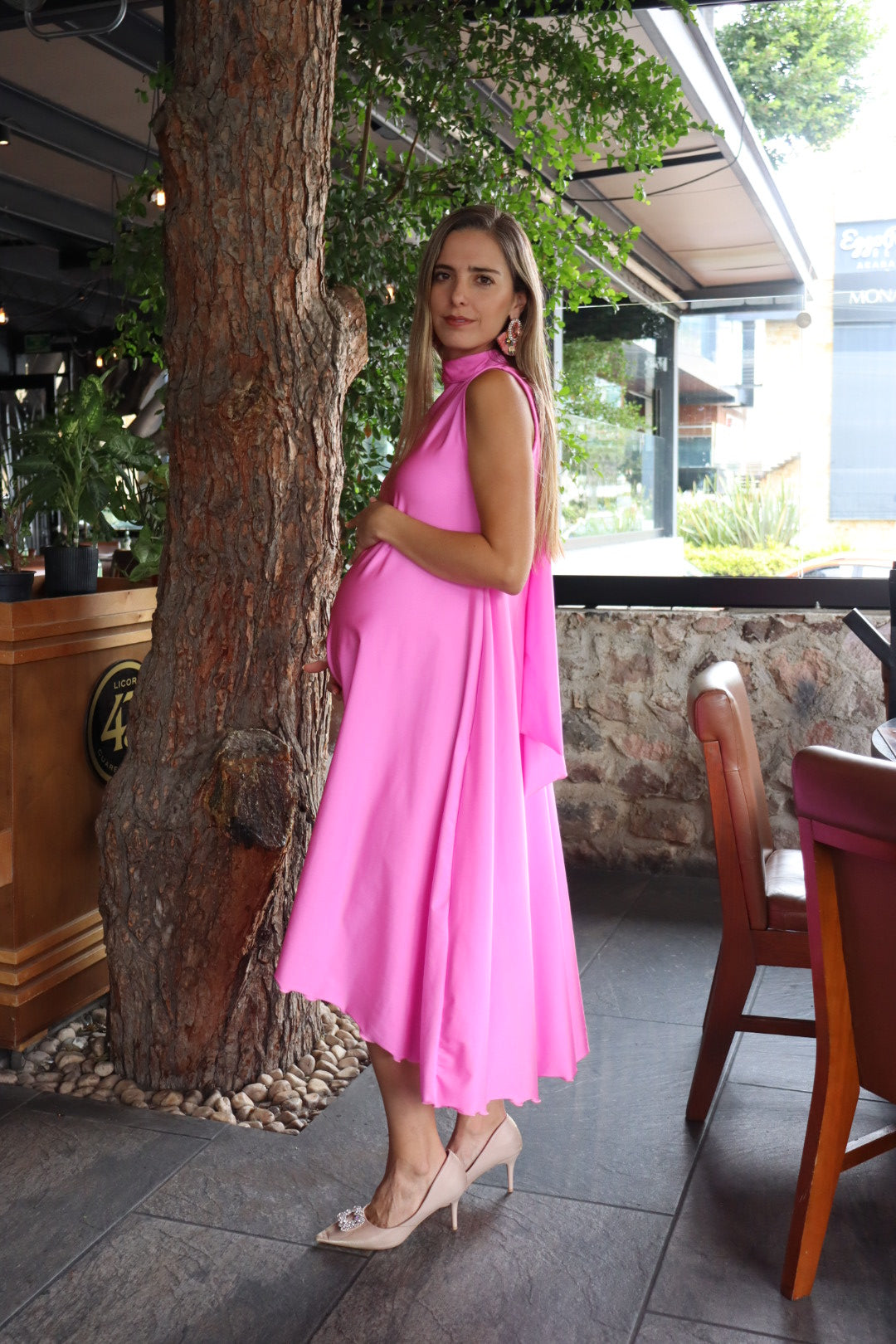Vestido de maternidad Sonia, rosa licra intensa