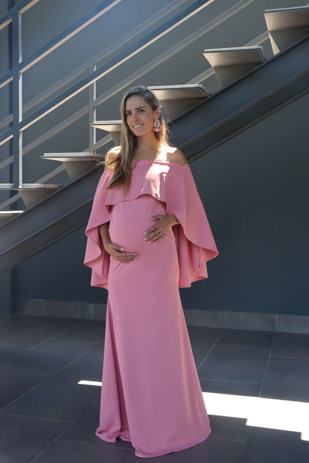 Vestido de maternidad Amparo, rosa terracota licra