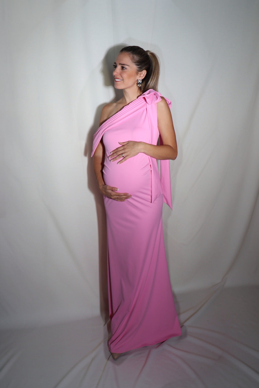 Vestido de maternidad Roberta, rosa maiot licra
