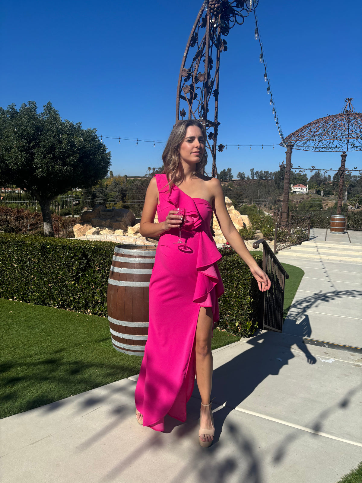 Vestido de maternidad, Britany Rosa Barbie sin manga CH y XG
