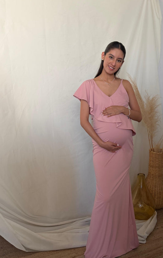 Vestido de maternidad Linda, rosa claro licra