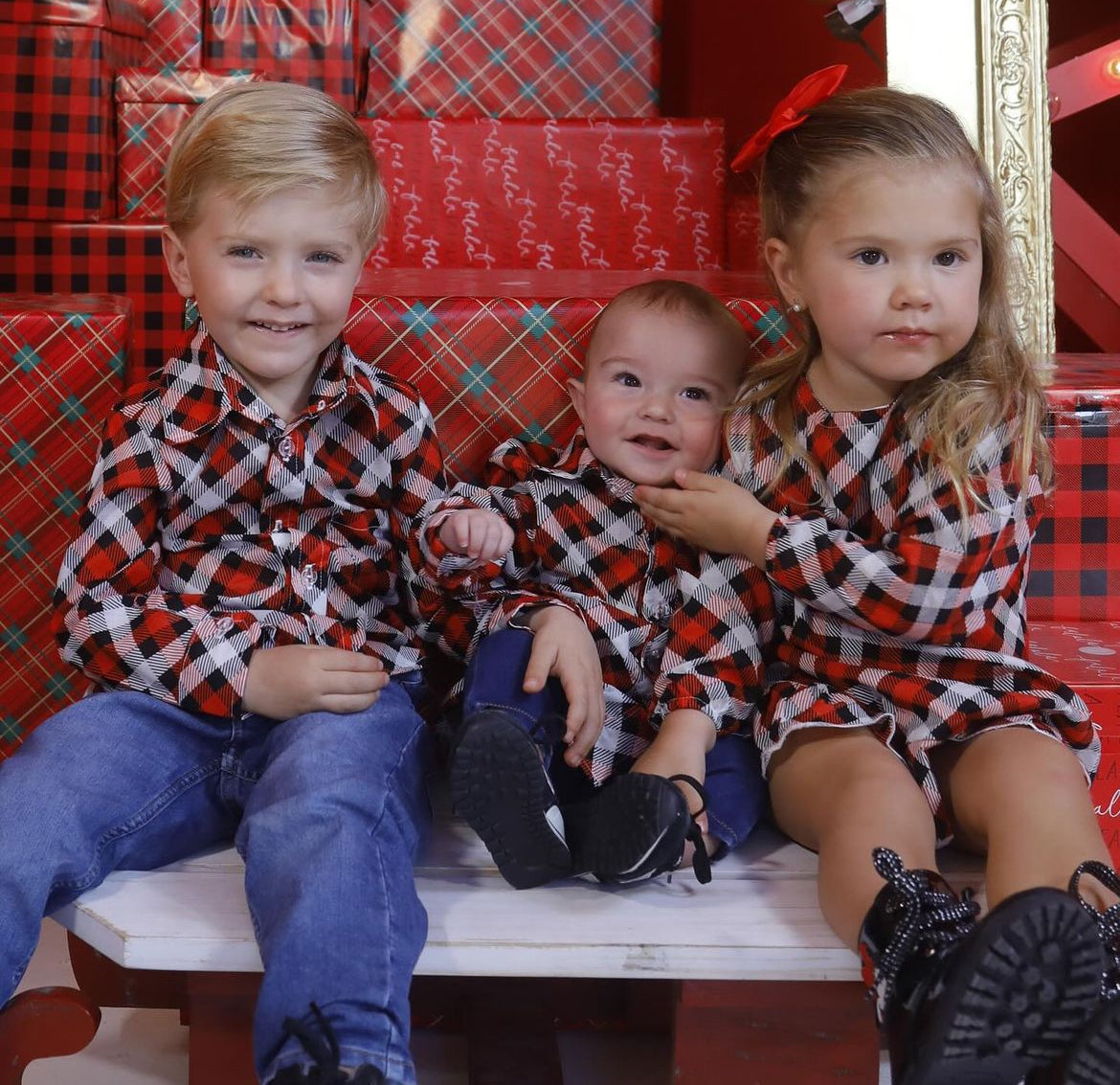 Christmas family match black with red