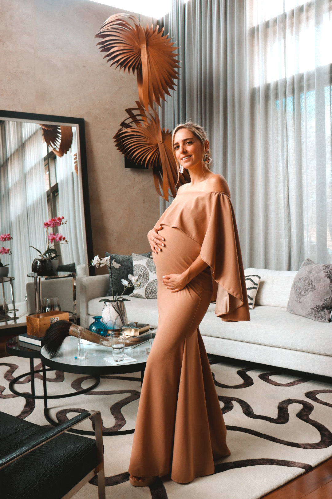 Vestido de maternidad Amparo, beige vértigo