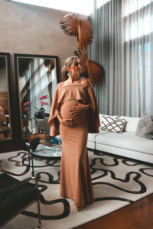 Vestido de maternidad Amparo, beige vértigo