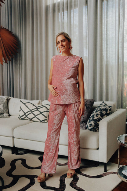 Conjunto de maternidad Mayte, rosa claro terciopelo CH