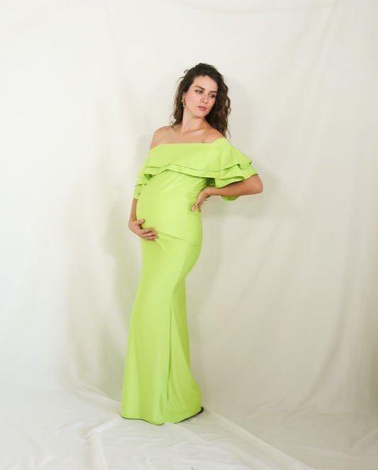 Vestido de maternidad, Alejandra verde limon largo