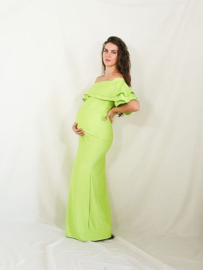 Vestido de maternidad, Alejandra verde limon largo