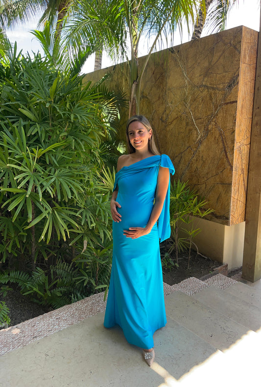 Vestido de maternidad Roberta, azul destellante