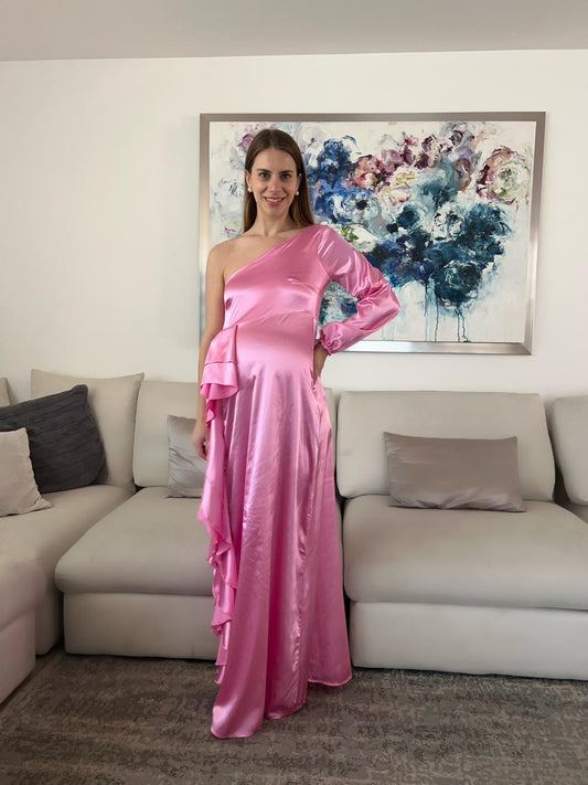 Vestido de maternidad Nancy rosa brilloso