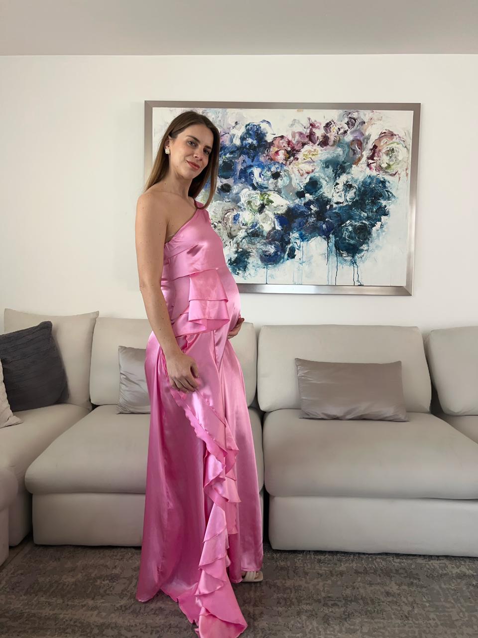 Vestido de maternidad Nancy rosa brilloso