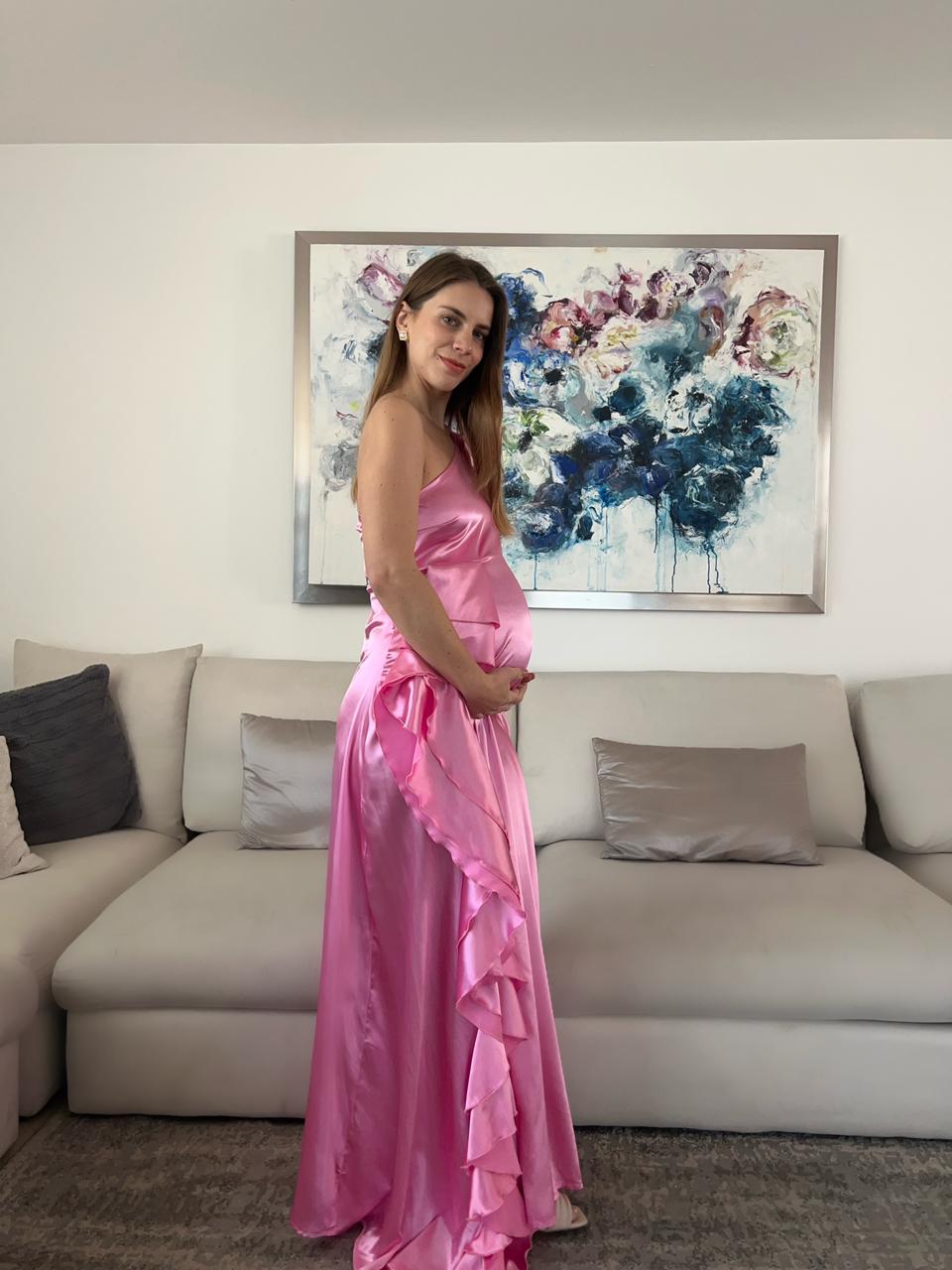 Vestido de maternidad Nancy rosa brilloso